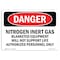 Signmission OSHA Danger Sign, 7" Height, 10" Width, Rigid Plastic, Nitrogen Inert Gas Equipment, Landscape OS-DS-P-710-L-1907 - alternate 1